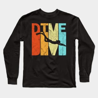 Diving Dive Retro Vintage Diver Snorkeling Gift Long Sleeve T-Shirt